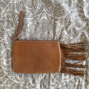 Ariat Tan Leather Fringe Clutch